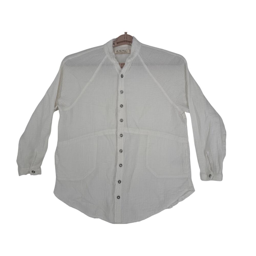 We The Free Summer Daydream Buttondown Top in Ivory Size XS Gauze Oversized